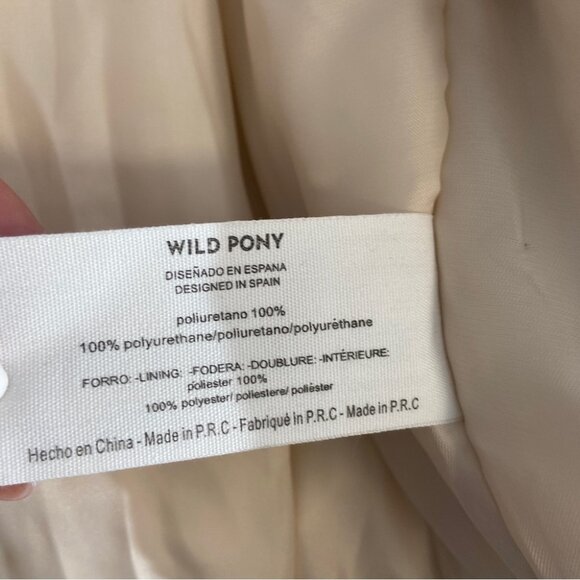 NWT Wild Pony cream vegan leather bomber jacket size L - Picture 5 of 6